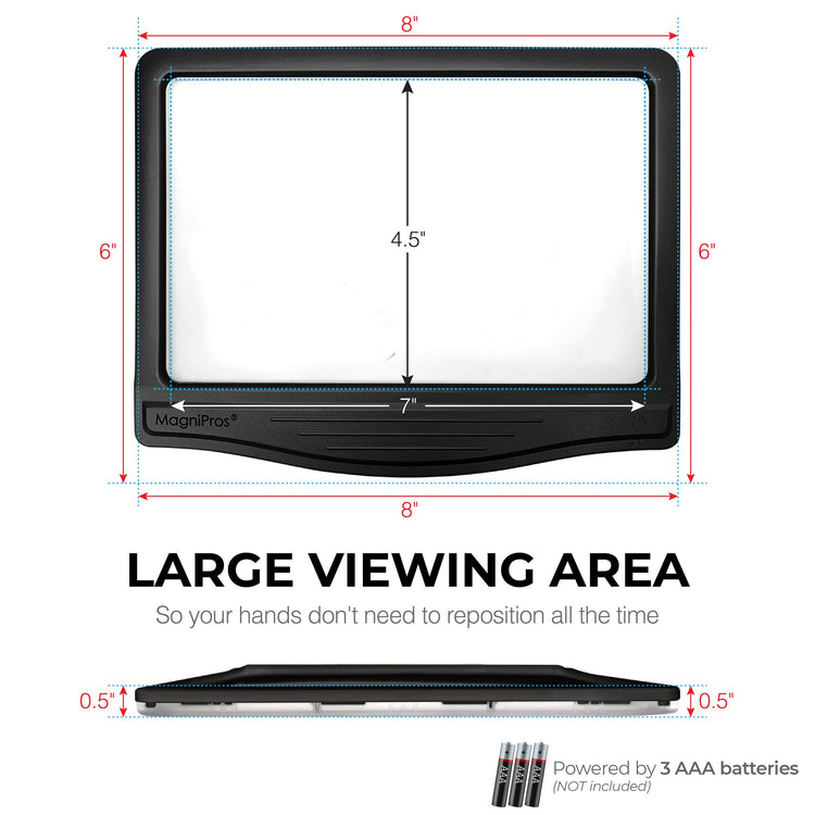 5X LED Page Magnifier with 3 Color Light Modes -24 Fully Dimmable LEDs