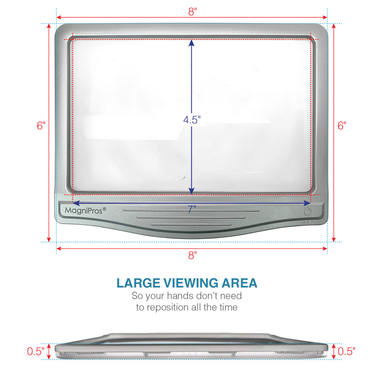 5X LED Page Magnifier with 3 Color Light Modes -24 Fully Dimmable LEDs