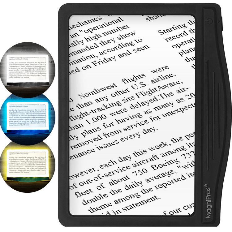 5X LED Page Magnifier with 3 Color Light Modes -24 Fully Dimmable LEDs