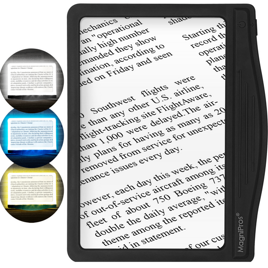 5X LED Page Magnifier with 3 Color Light Modes -24 Fully Dimmable LEDs