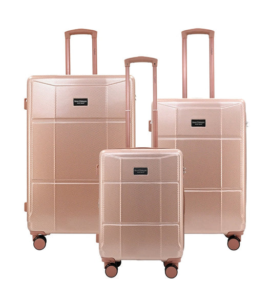 Set of black suitcases with wheels on a white background