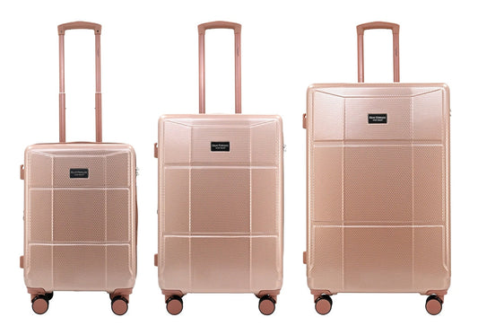 Set of black suitcases with wheels on a white background