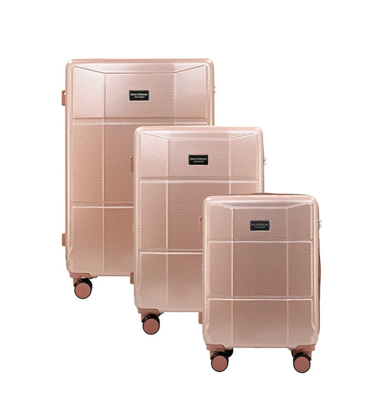 Set of black suitcases with wheels on a white background
