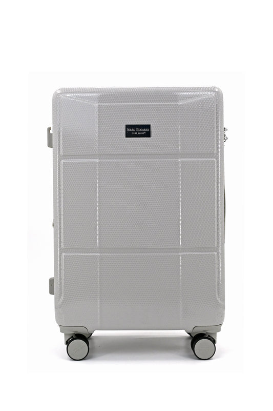 Set of black suitcases with wheels on a white background