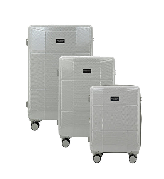 Set of black suitcases with wheels on a white background