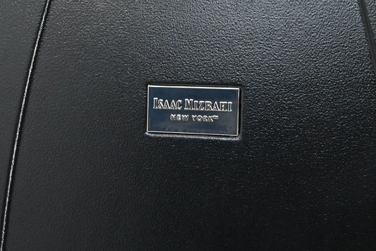 Set of three blue suitcases with wheels on a white background