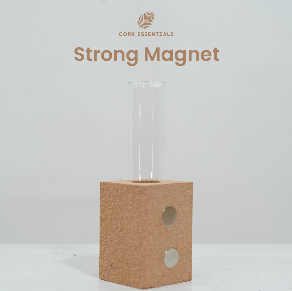 Cork essential with a clear glass container on a white background, branded 'Cork Essentials'.