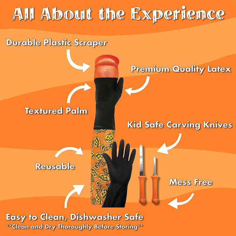 Adult + Kids Family Combo Pumpkin Glove Scraper Kit