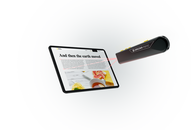 Orica Prologo bicycle component with a tablet displaying text on a white background