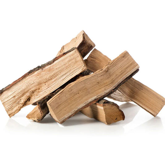 Stack of wooden logs on a white background