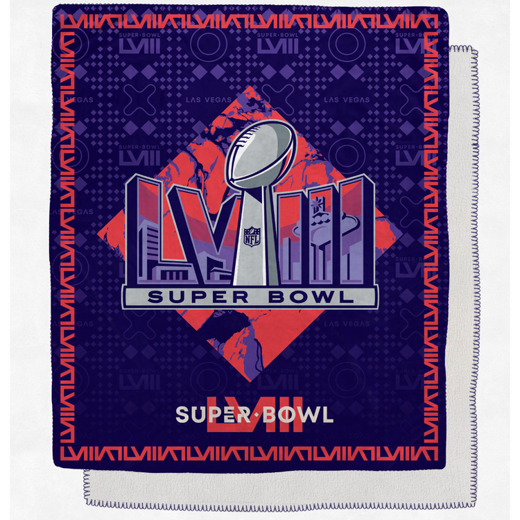Collector's Superbowl Sherpa Blanket 50 x 60in - Purple and Red