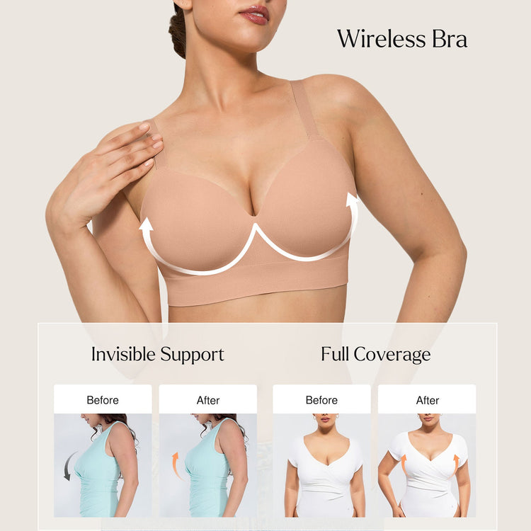 ContourLift™ Wireless Seamless Shaping Push Up Bra - Dark Beige