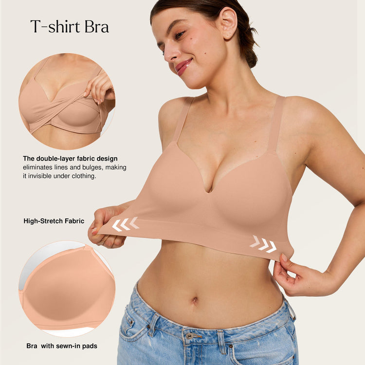 ContourLift™ Wireless Seamless Shaping Push Up Bra - Dark Beige