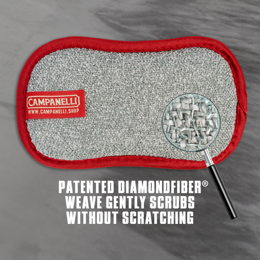 Three microfiber cleaning pads with red borders on a white background