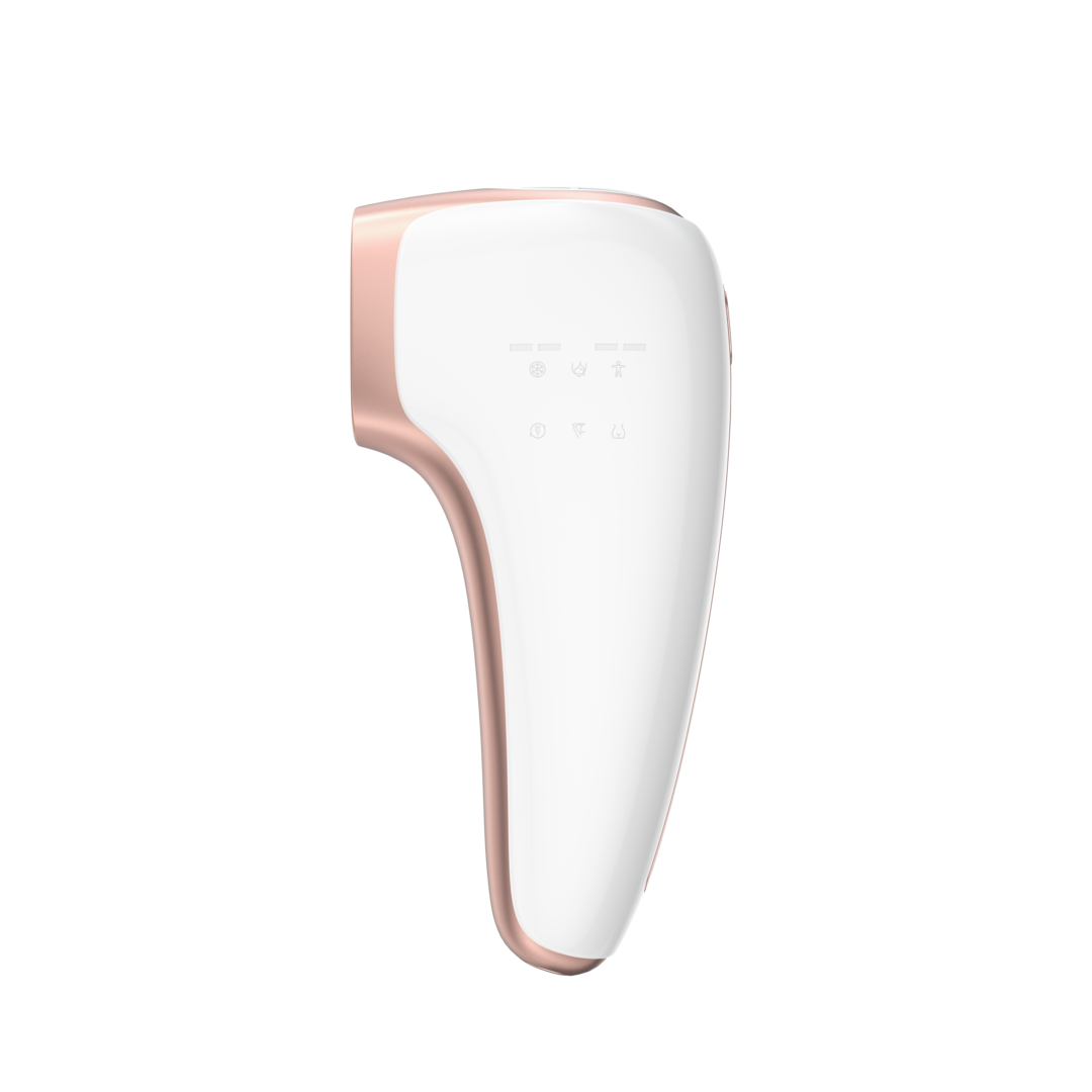 White and rose gold hair detangler on a white background