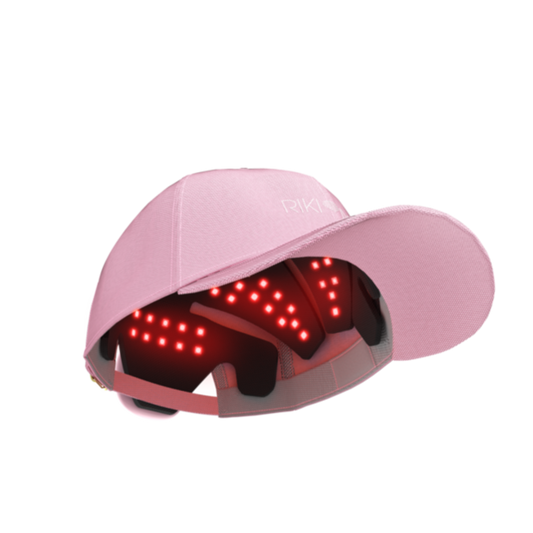 Pink cap with LED lights on a white background