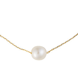Signature floating pearl necklace- Gold 16/18" adjust