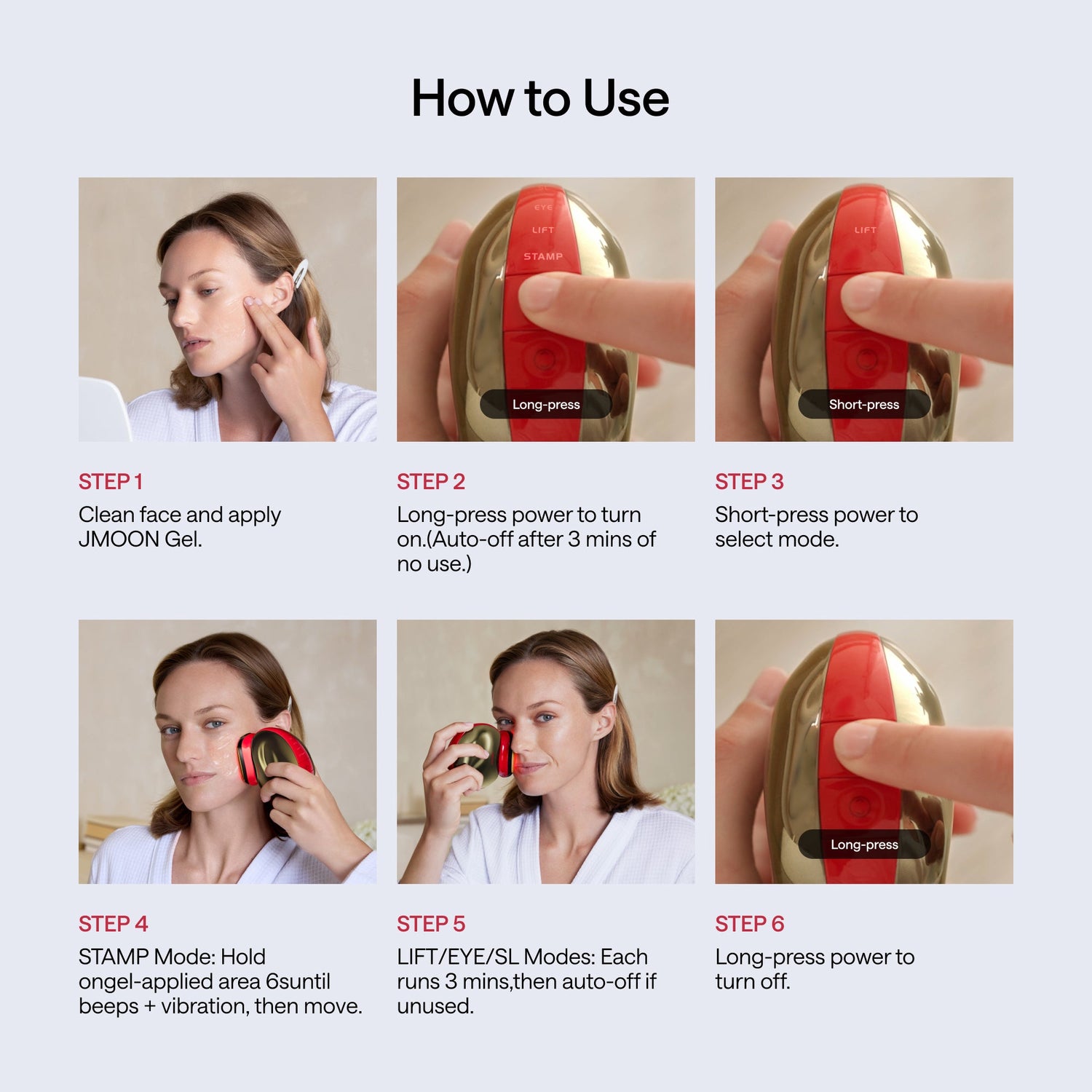 Instructions on how to use a device with images and text