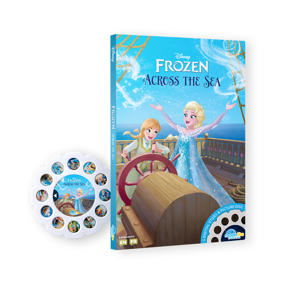 Disney Frozen Across the Sea book and toy set on a white background
