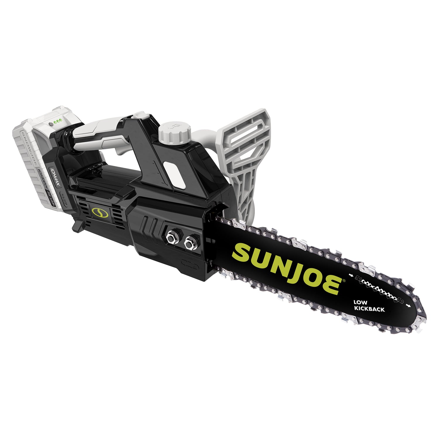 Sun Joe chainsaw on a white background