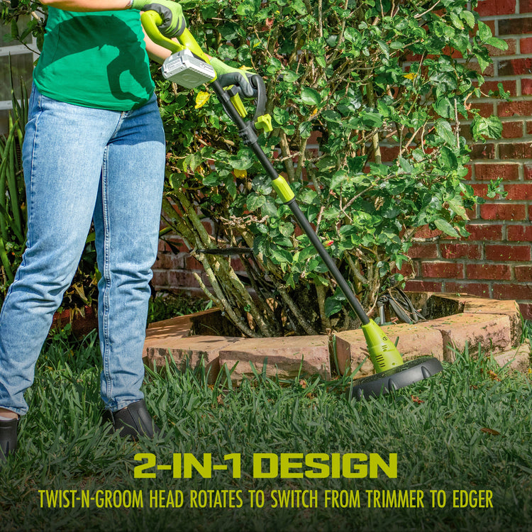 Sun Joe 24-Volt IONMAX Cordless Garden 3-Tools-In-1 Combo Kit | Leaf Blower | Grass Trimmer | Hedge Trimmer | W/ 2 x 2.0-Ah Batteries + Charger
