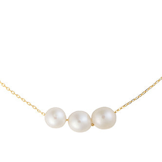 Triple floating pearl necklace - Gold 16/18" adjust