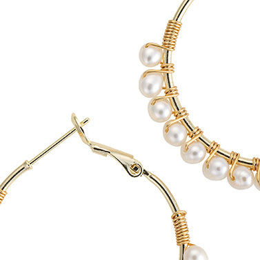 Gold 1.25" Pearl Hoops