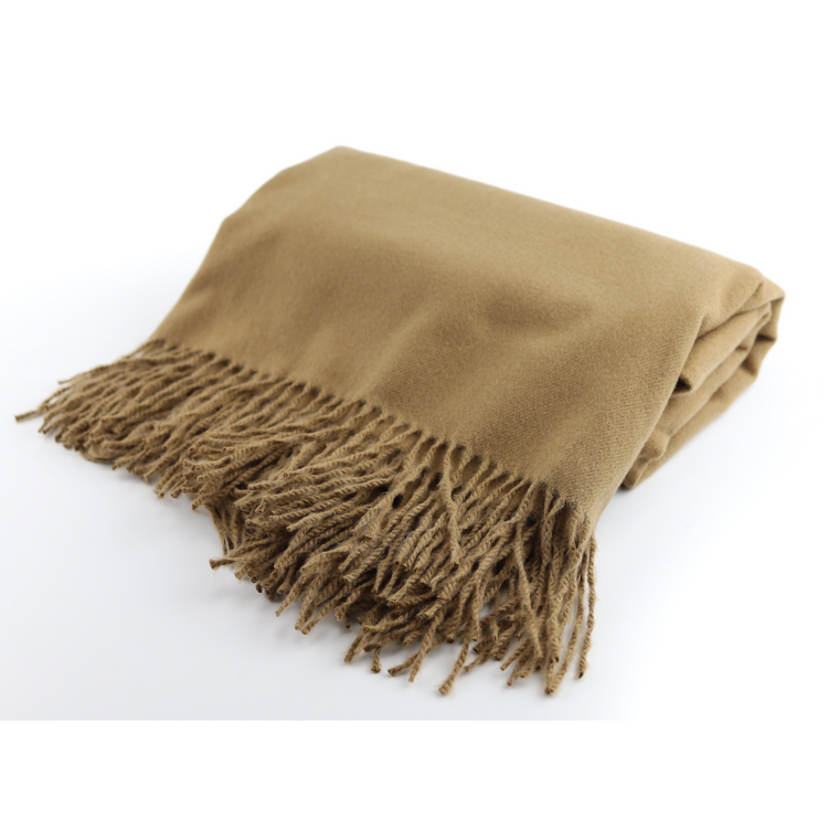 SPECIAL OFFER Sandalwood Faux Cashmere throw with 3 letter embroidered monogram