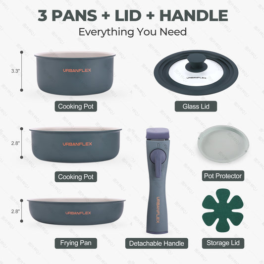 Pink and gray kitchen tool with 'BUILT TO LAST' text and durability icons on a light background