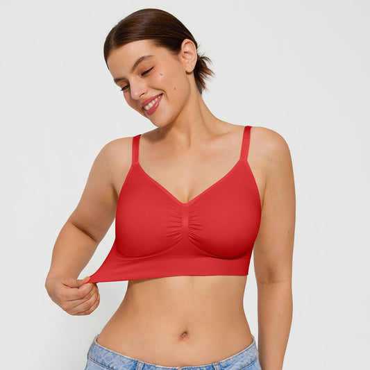 Seamless Comfort Removable Pad Everyday Bra - Red