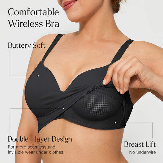 ContourLift™ Wireless Seamless Shaping Push Up Bra - Black