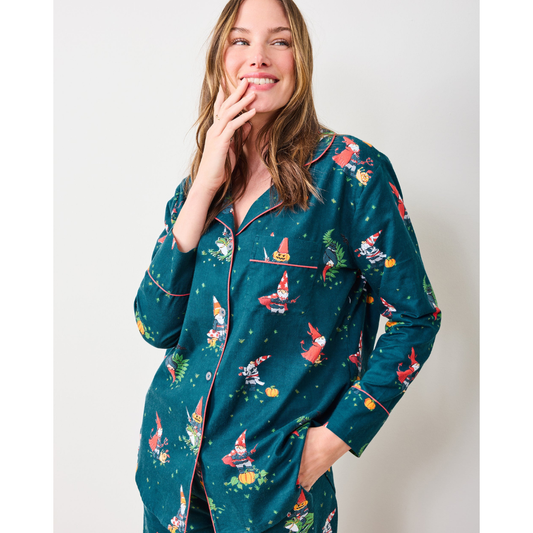 Mischief Night - Lightweight Flannel Long PJ Set - Nightfall Blue