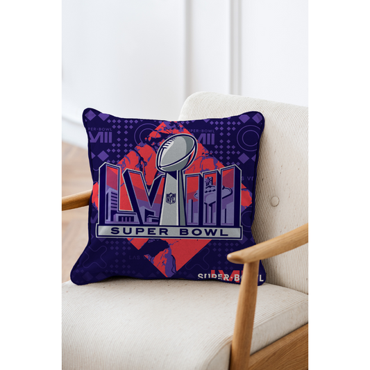 Collector's Superbowl Decorative Pillow 18 x 18in - Purple and Red