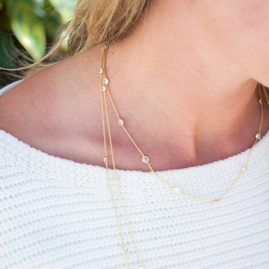 4mm 16" Station Necklace Finished in Gold