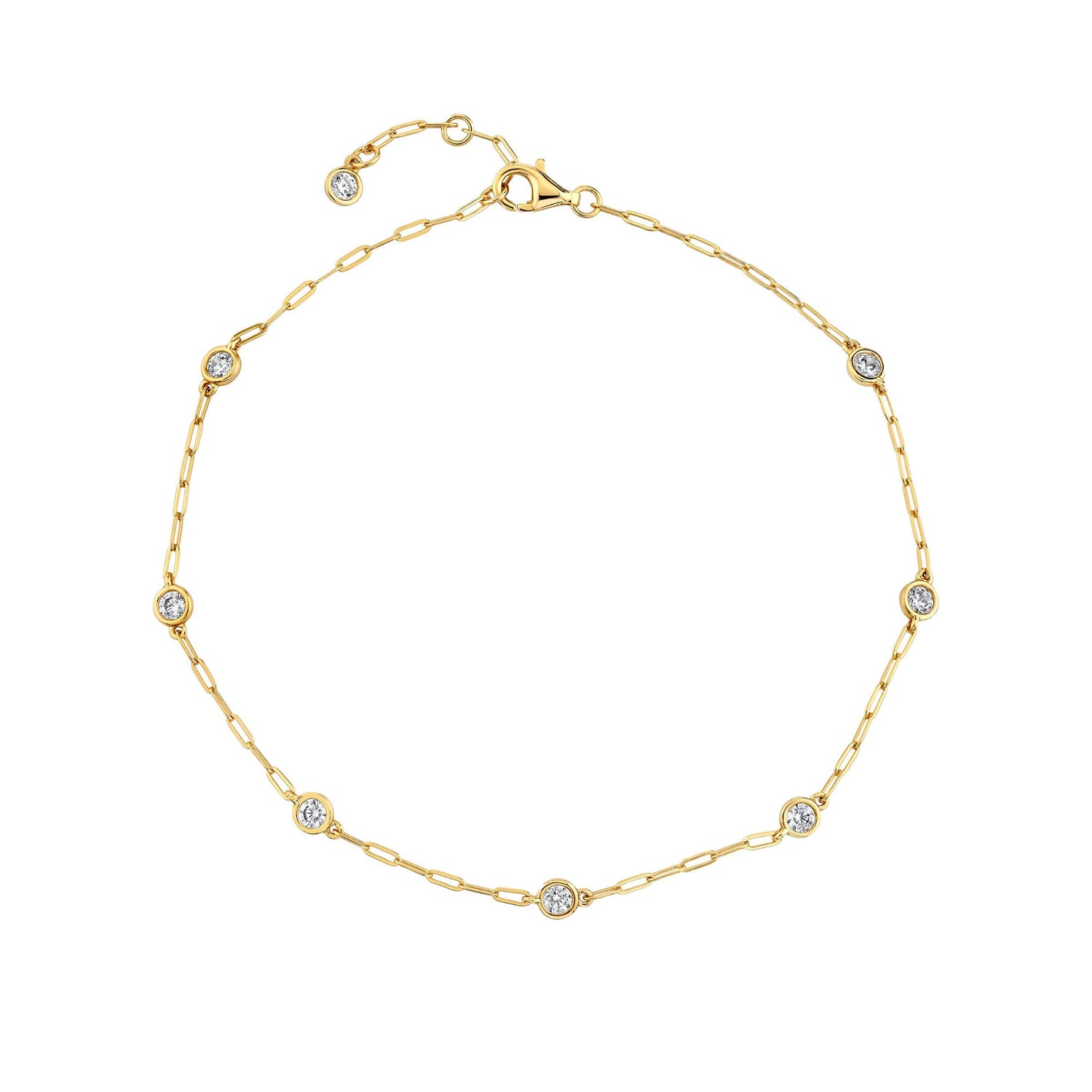 Gold bracelet with small diamonds on a white background