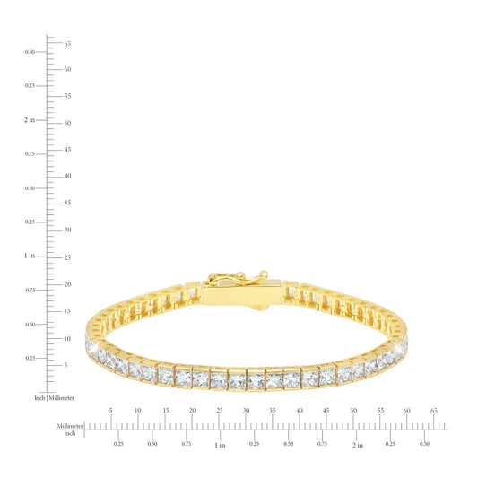 Gold bracelet with clear gemstones on a white background