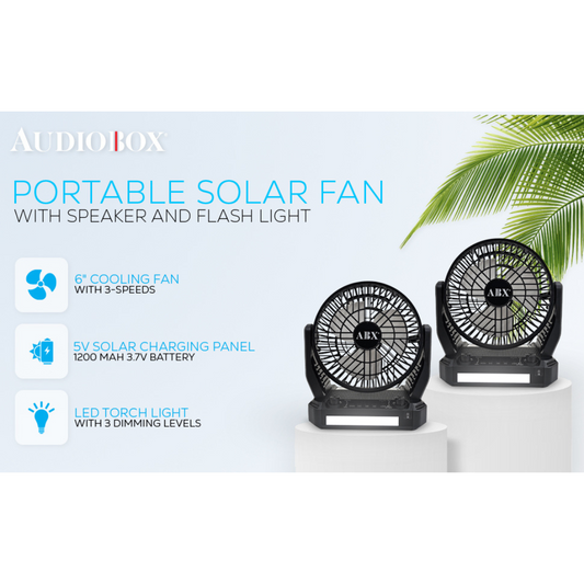 Portable Solar Fan with Speaker and Flashlight
