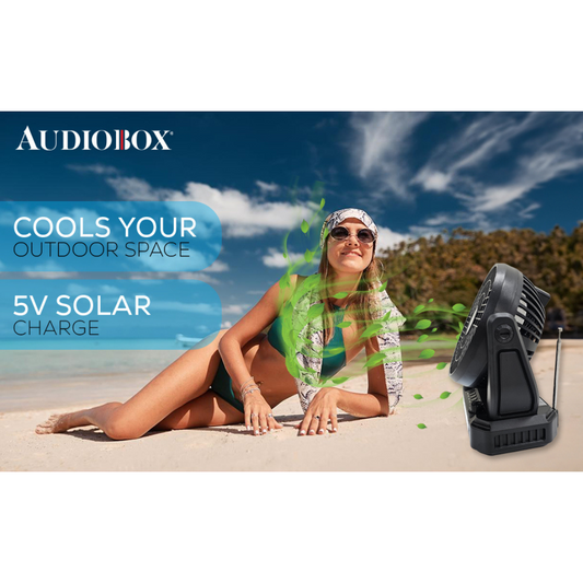 Portable Solar Fan with Speaker and Flashlight
