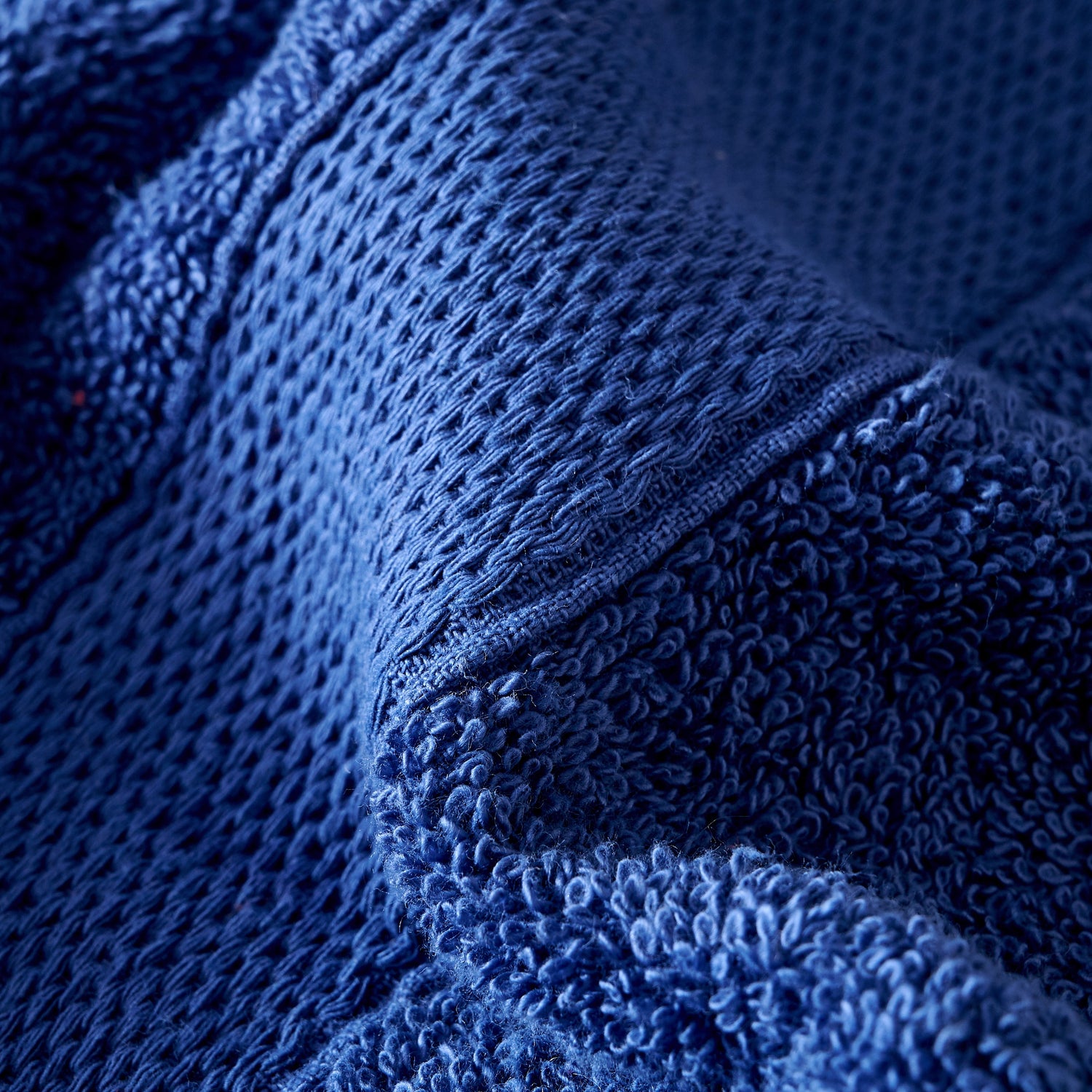 Close-up of textured blue fabric