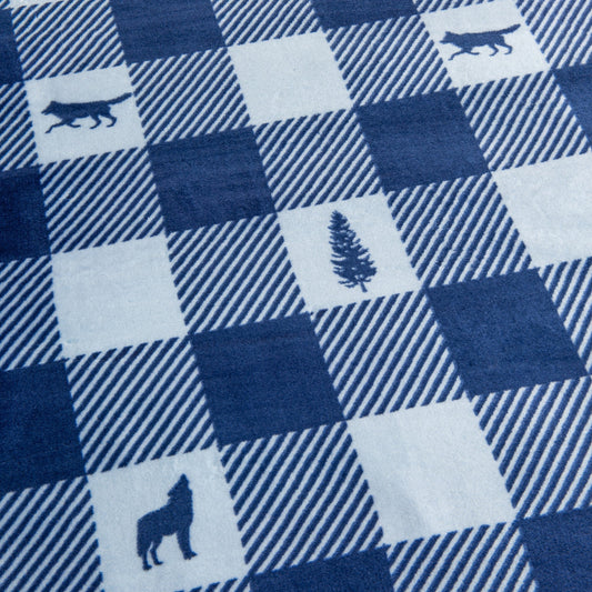 Ultra-Soft Velvet Plush Reversible Sherpa Fleece Blanket - Buffalo Check Lodge (Throw)