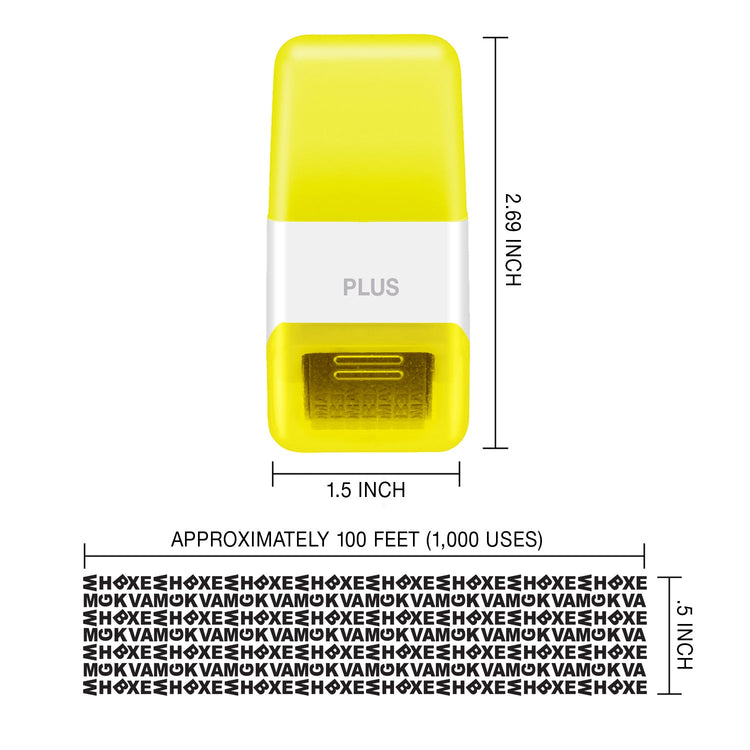 Yellow and white device with dimensions and text on a white background