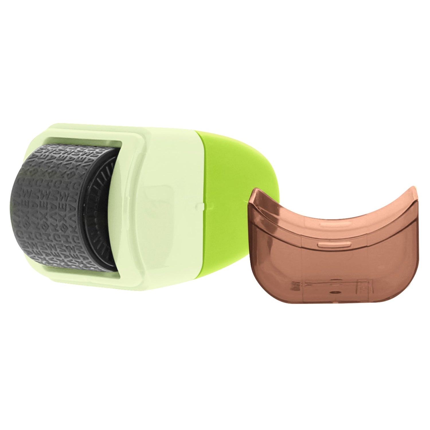 Green and copper hair trimmer on a white background