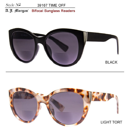 TIME OFF - 2 PACK BIFOCAL SUNGLASS READERS - BLACK+LIGHT TORT