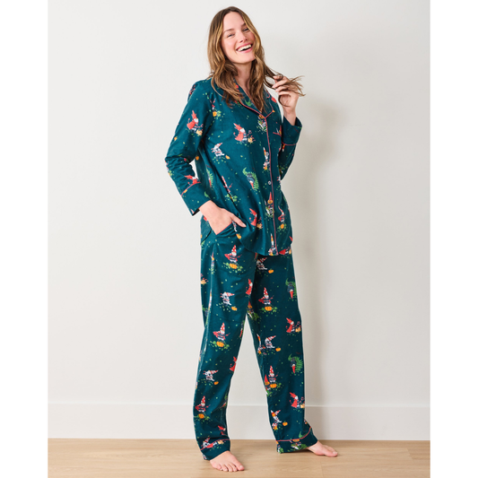 Mischief Night - Lightweight Flannel Long PJ Set - Nightfall Blue