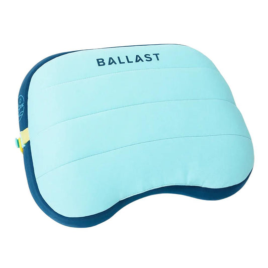 Light blue neck pillow with 'BALLAST' branding on a white background