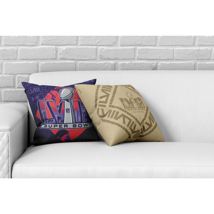 Collector's Superbowl Decorative Pillow 18 x 18in - Purple and Red