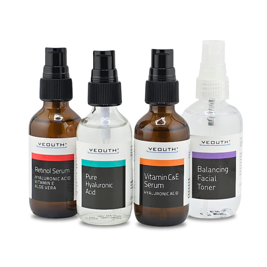 YEOUTH Retinol Serum 2 oz, Vitamin C & E Serum 2 oz, Pure Hyaluronic Acid Serum 2 oz with Balancing Facial Toner Mist