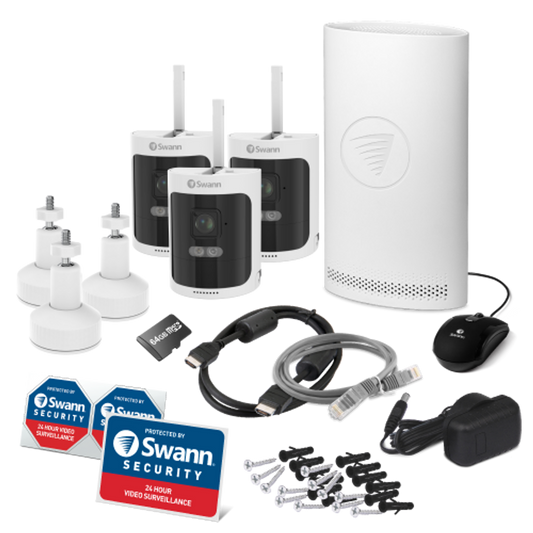 AllSecure600 2K Wireless Security Kit with 3 x Wire-Free Cameras & NVR Tower - 3 Pack