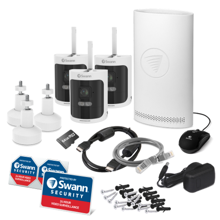 AllSecure600 2K Wireless Security Kit with 3 x Wire-Free Cameras & NVR Tower - 3 Pack