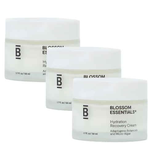 3x jars of the hydration recovery cream on white background